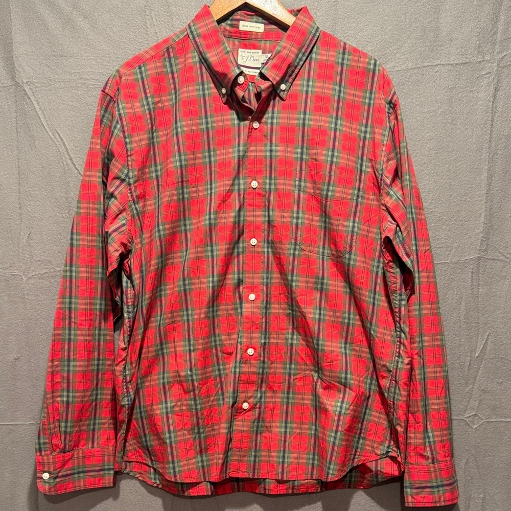 J. Crew Red and Green Plaid Men's Shirt